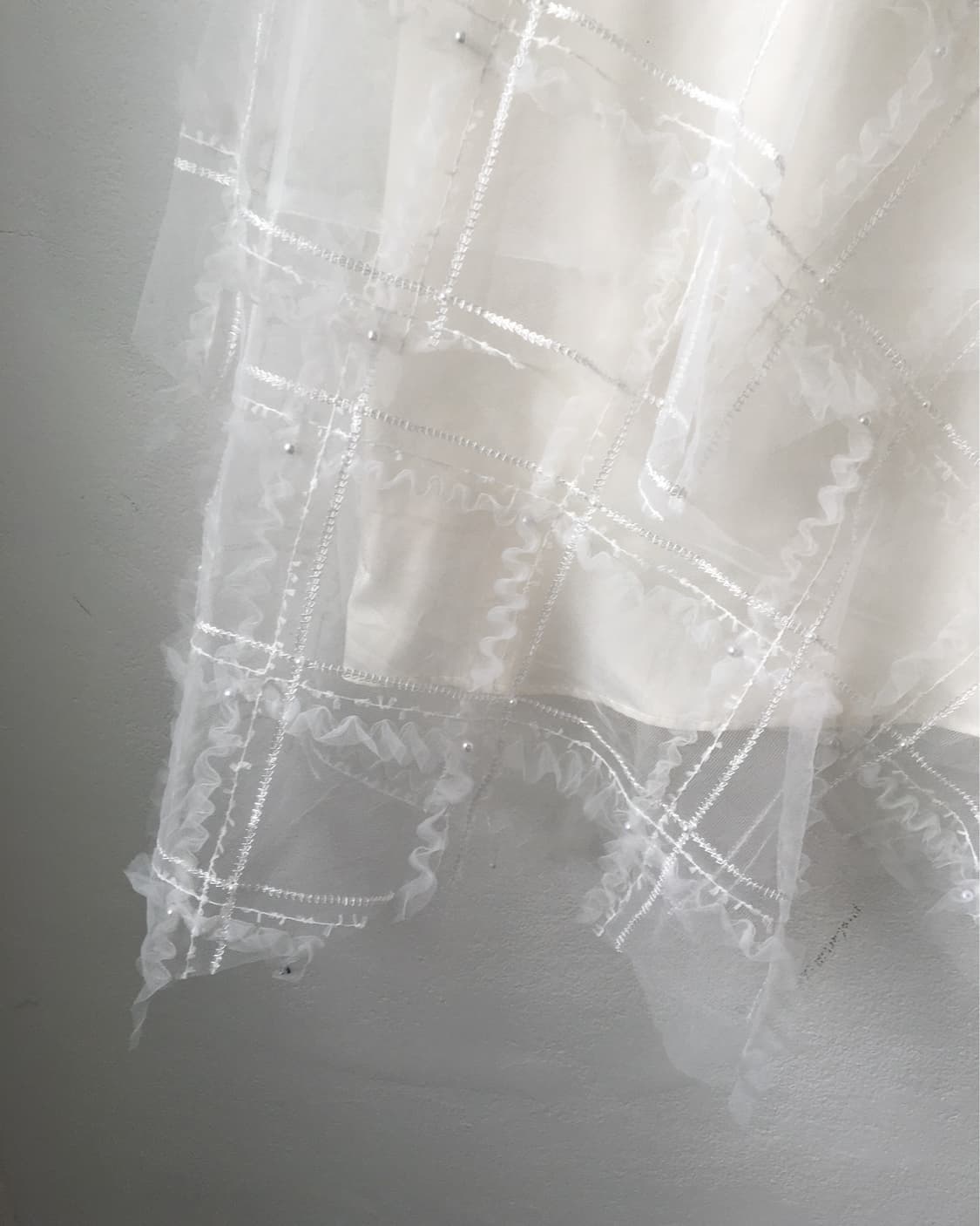 Pattern lace unbalanced sha long skirt 상품이미지3