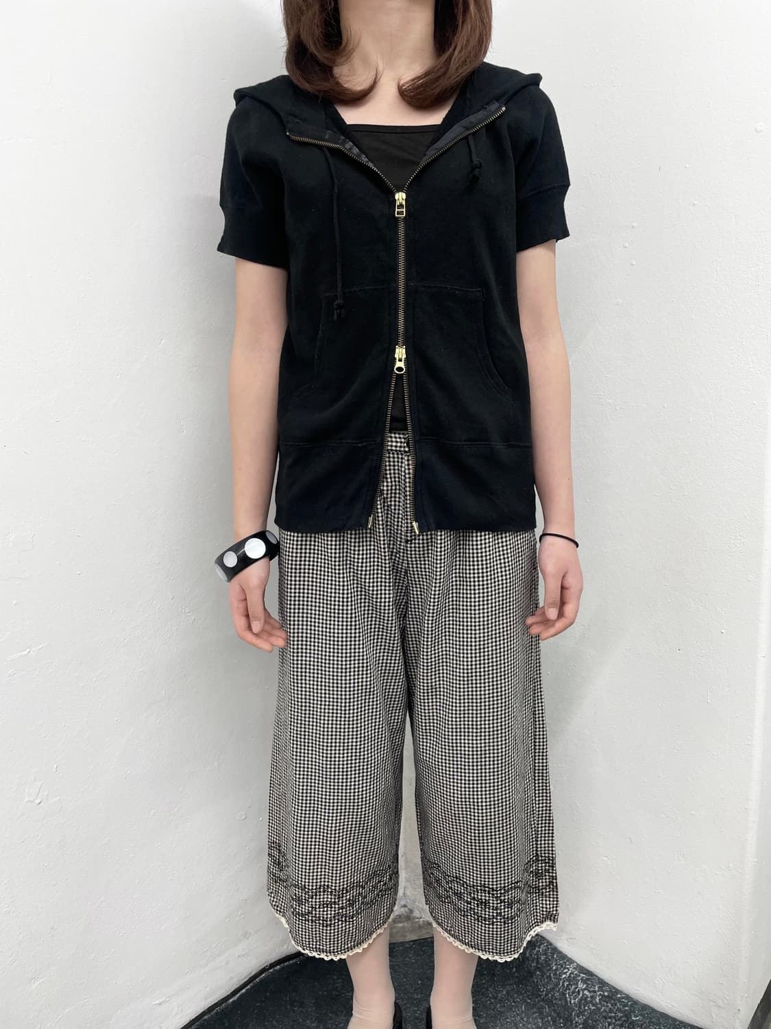 블랙 투웨이 하프 후드집업 상품이미지3