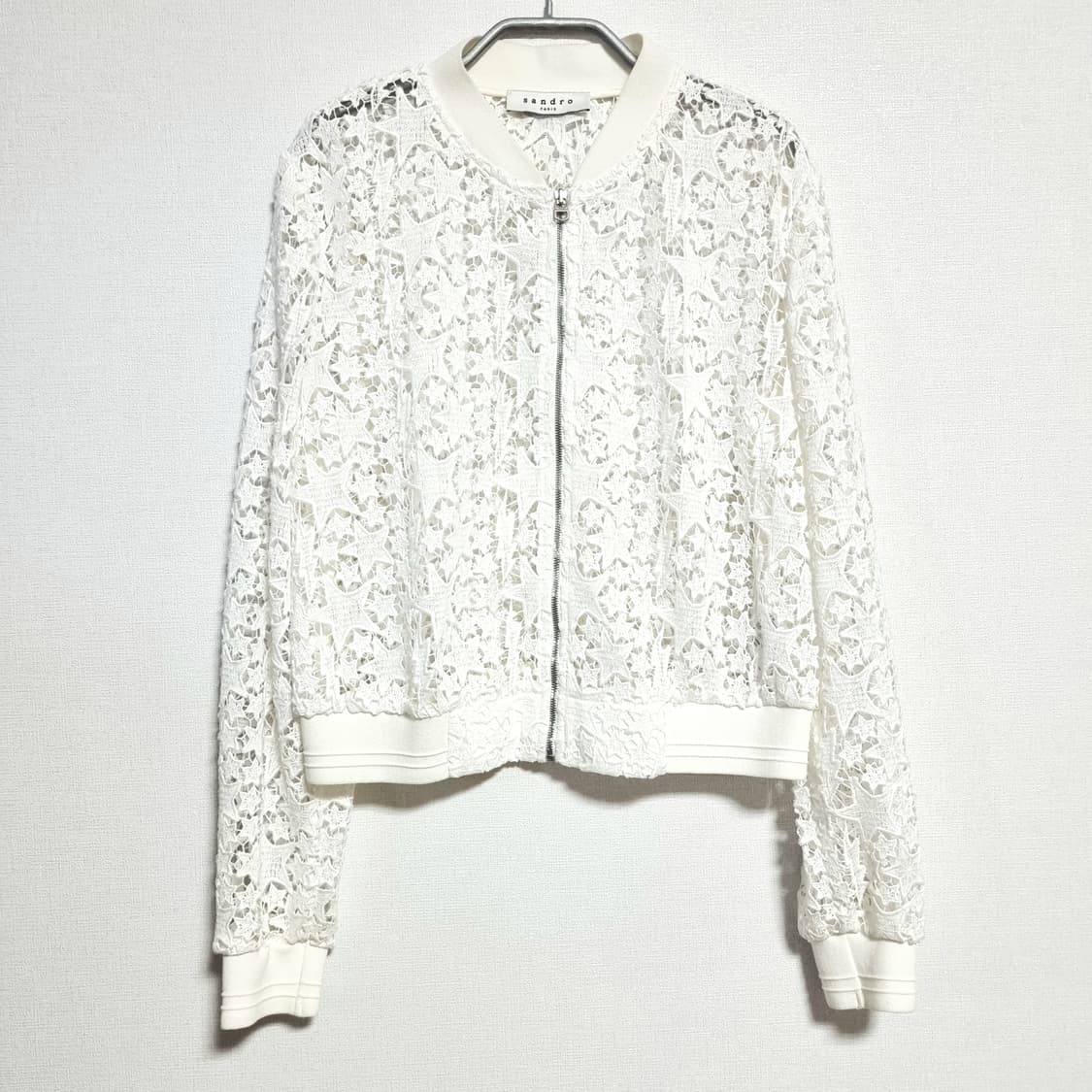 Sandro 산드로 펀칭레이스 시스루 집업 자켓 (55~날씬66) 상품이미지1