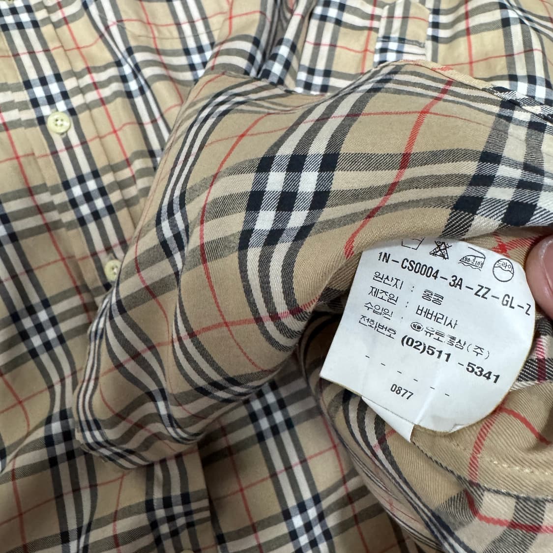 버버리 체크남방 정품  41L사이즈 상품이미지8