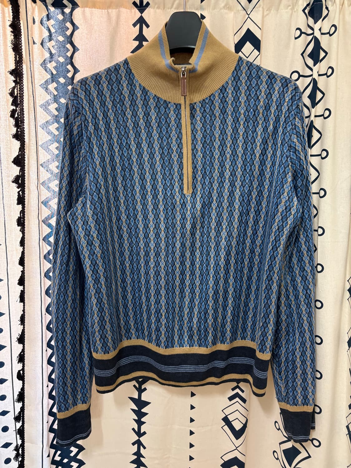 웨일즈보너 오케스트라 리넨 자카드 하프집업 스웨터 상품이미지4