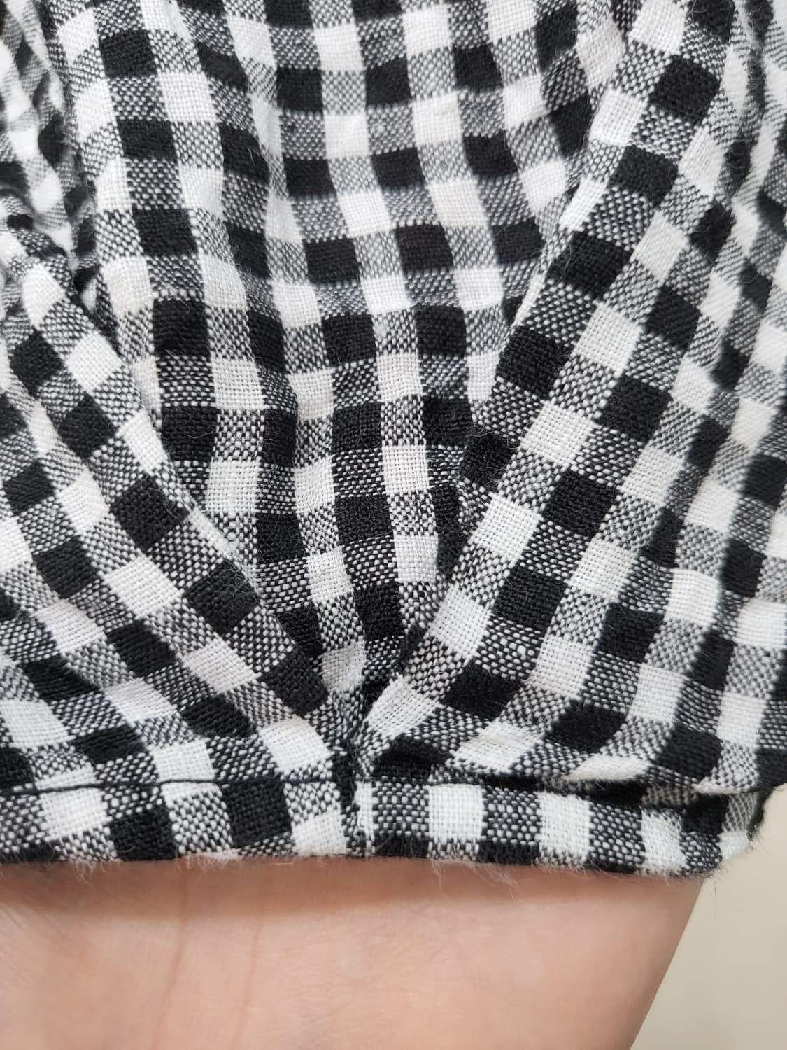 [F]JPN 블랙체크 프릴소매 린넨 블라우스 상품이미지7
