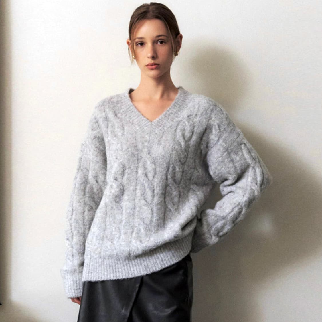 아티드(ARTID) 알파카 케이블니트 프리사이즈 상품이미지2