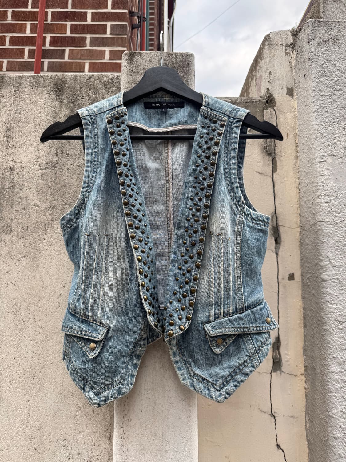 Punk stud denim vest 상품이미지1