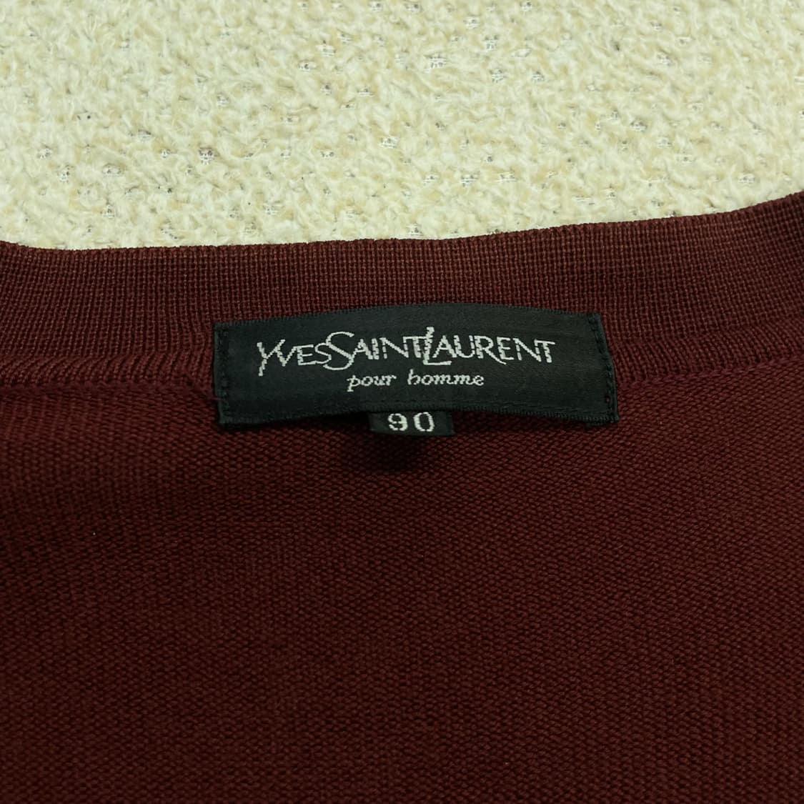 입생로랑 ysl 로고 아가일 니트 가디건 버건디 상품이미지3