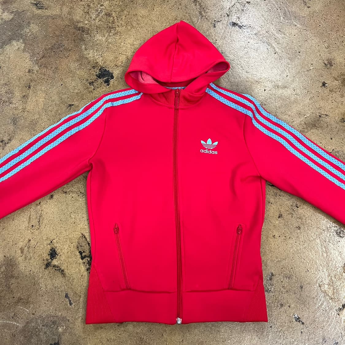 [정품/85] 아디다스 후드집업 후디 져지 레드 블루 삼선 b10 상품이미지3
