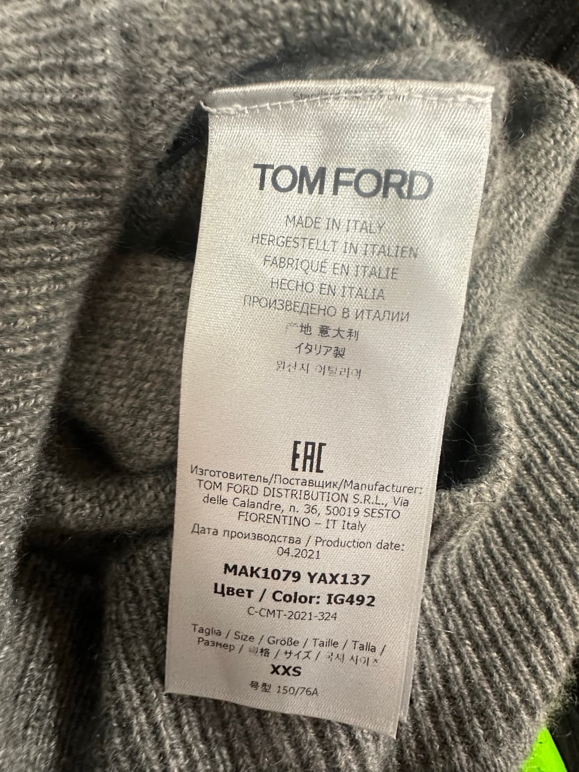 (2XS)톰포드 캐시미어100% 오프숄더 니트 상품이미지7