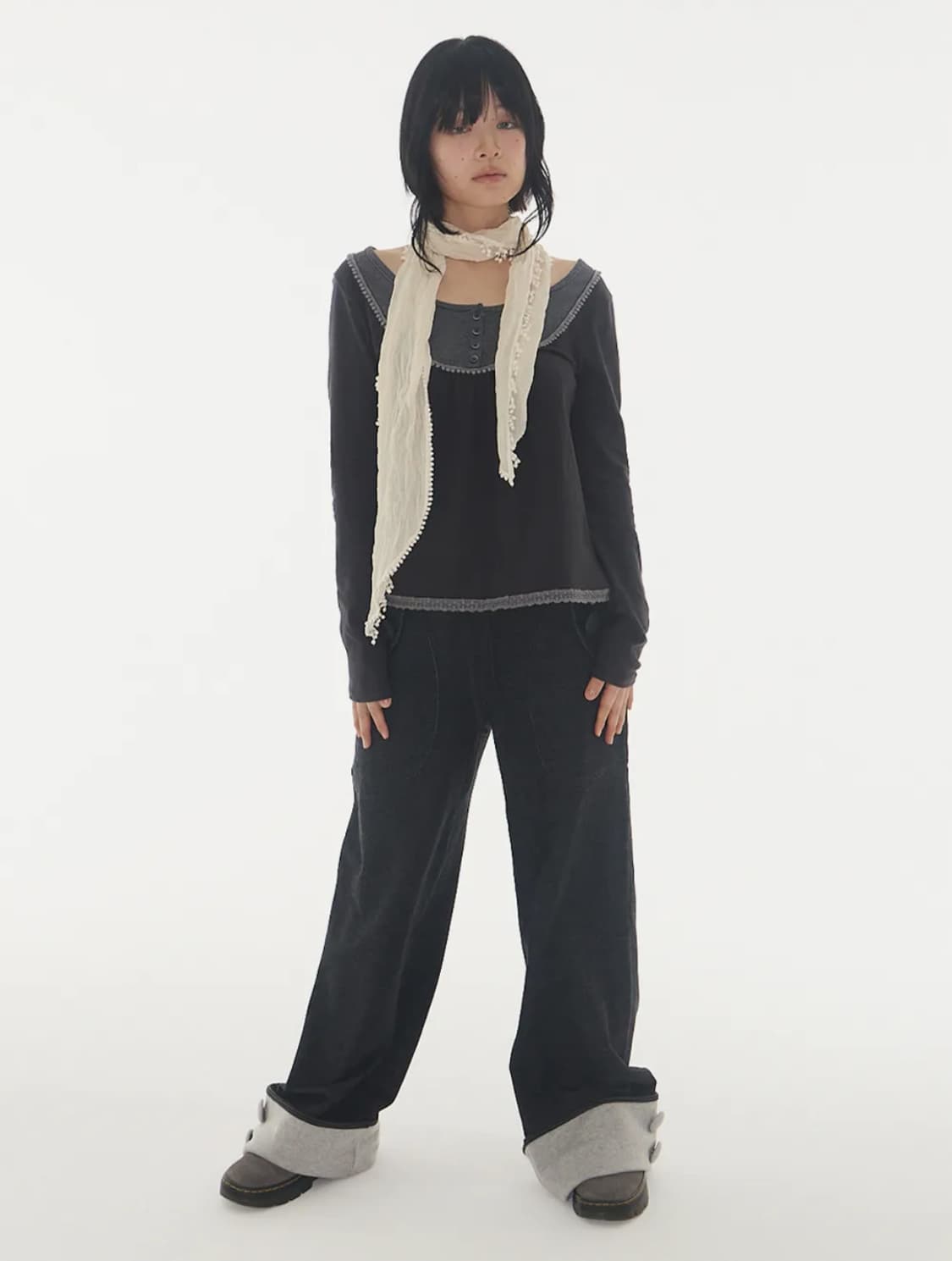 (구함) Roll-Up Button Pants Charcoal 상품이미지1