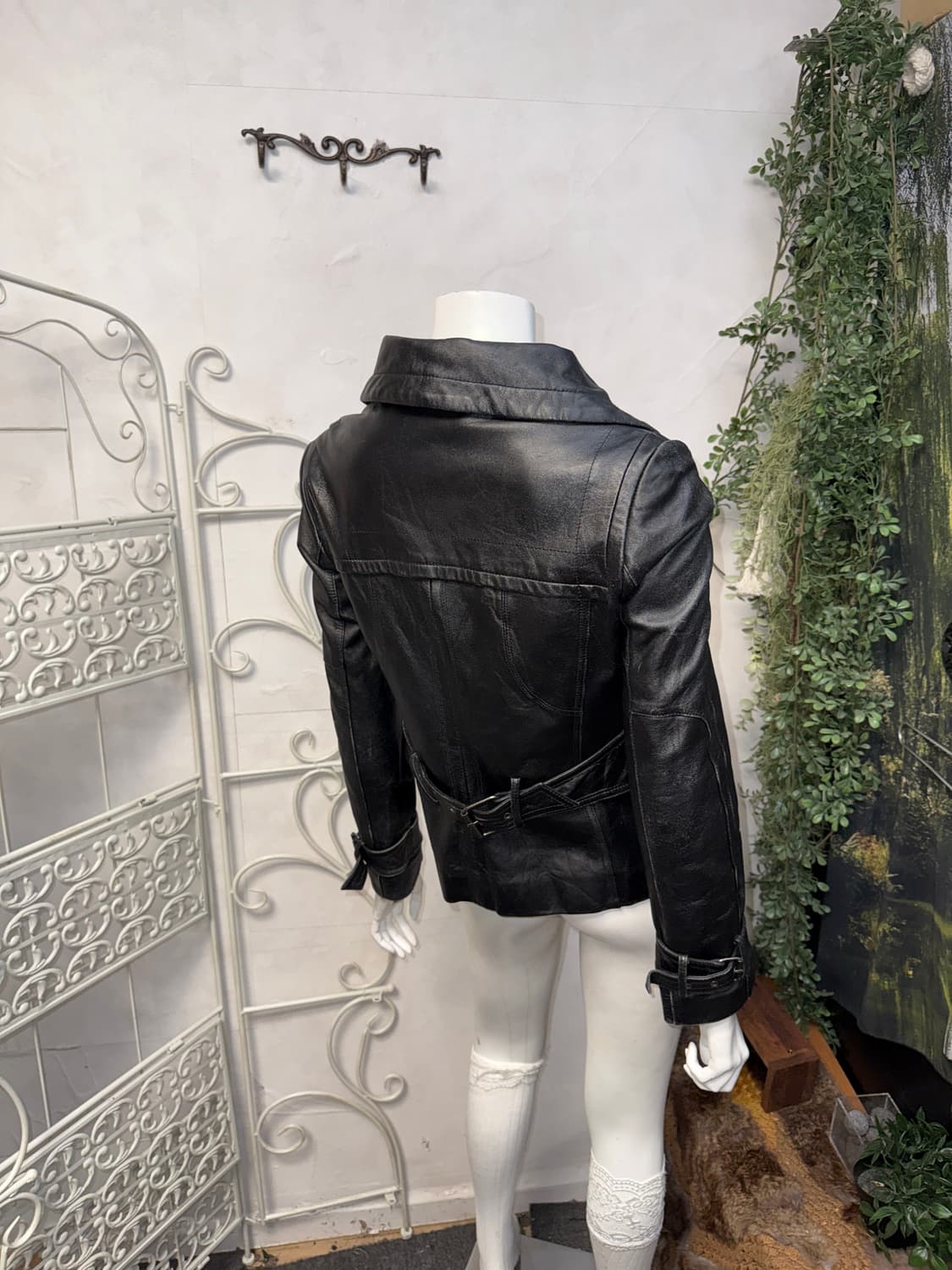 Black lamb skin high neck button jacket  상품이미지9