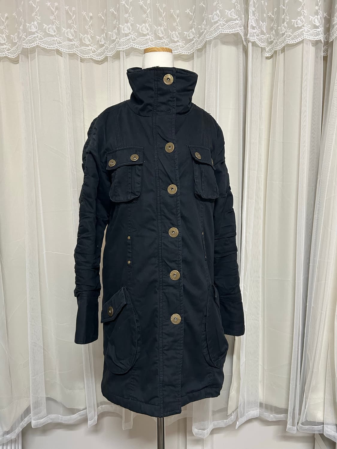 Y2k 블랙 하이넥 셔링 자켓 상품이미지1