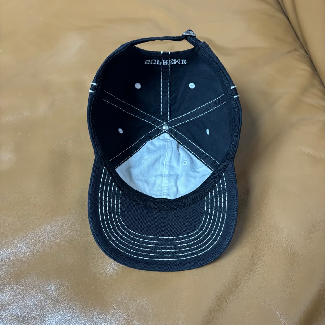 Supreme 슈프림 스티치 워시드 블랙 6패널 볼캡 모자 (Black) 상품이미지6