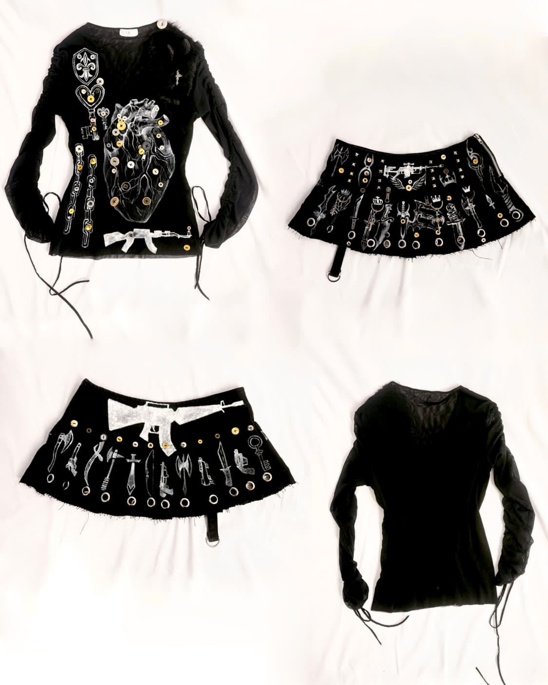 Custom)Heart/Weapons tattoo mesh top 상품이미지8