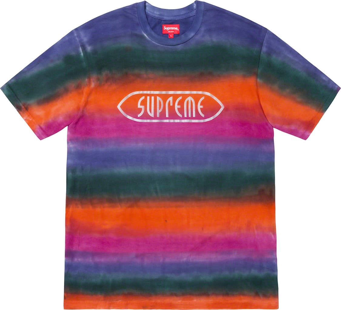 슈프림 레인보우 스트라이프 티 오렌지 상품이미지1
