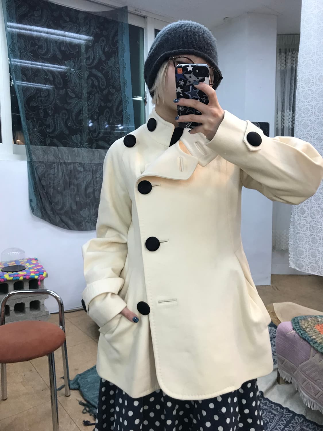 OBZEE 오브제 여성 버튼 디테일 모직 하프코트  상품이미지2