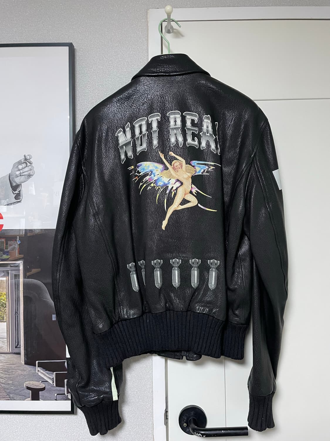 오프화이트 엔젤 핀업 밤버 레더 자켓 상품이미지2