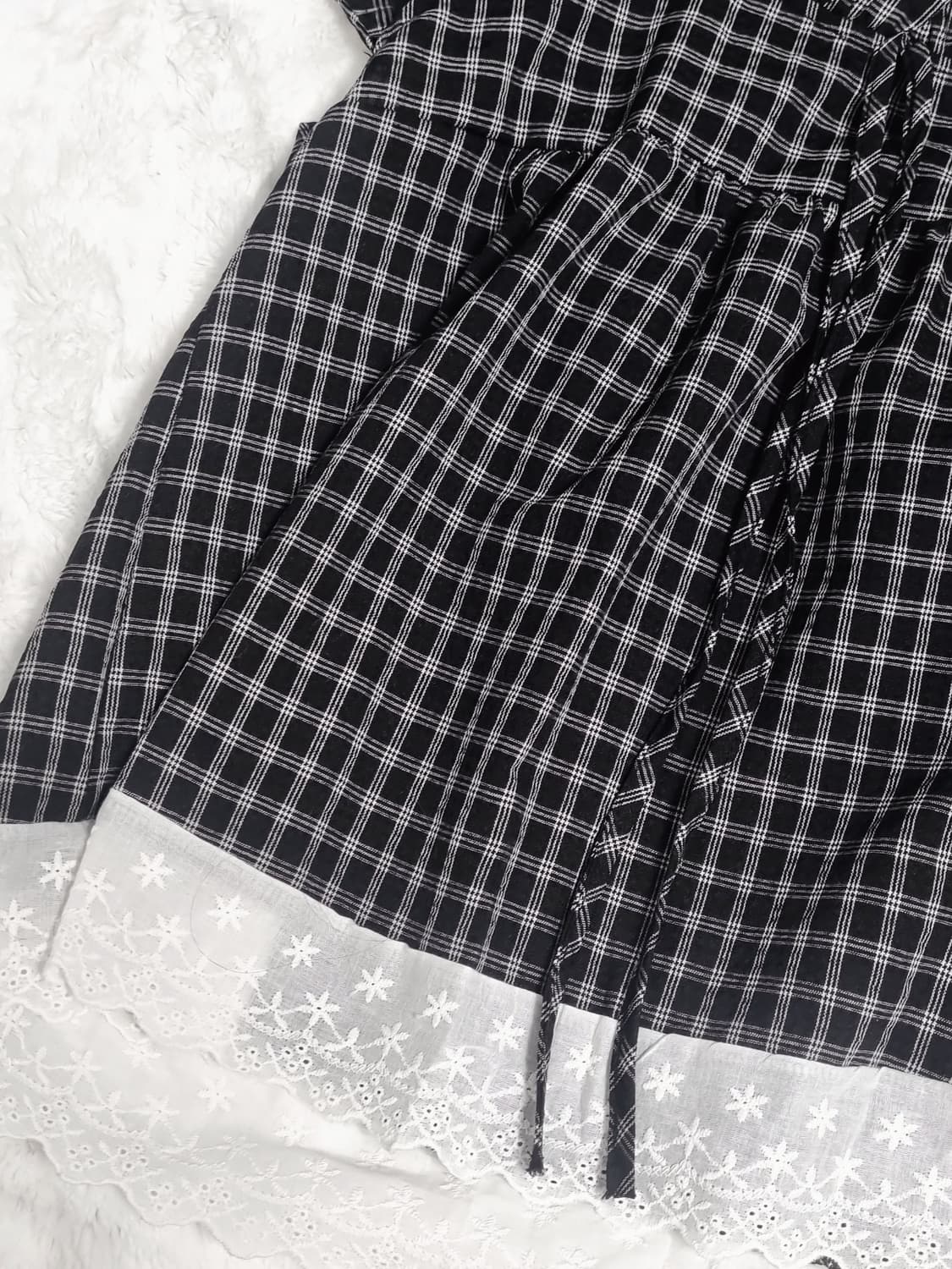 [새상품] 체크 프릴 블라우스 모리걸 모리 리본 상품이미지4