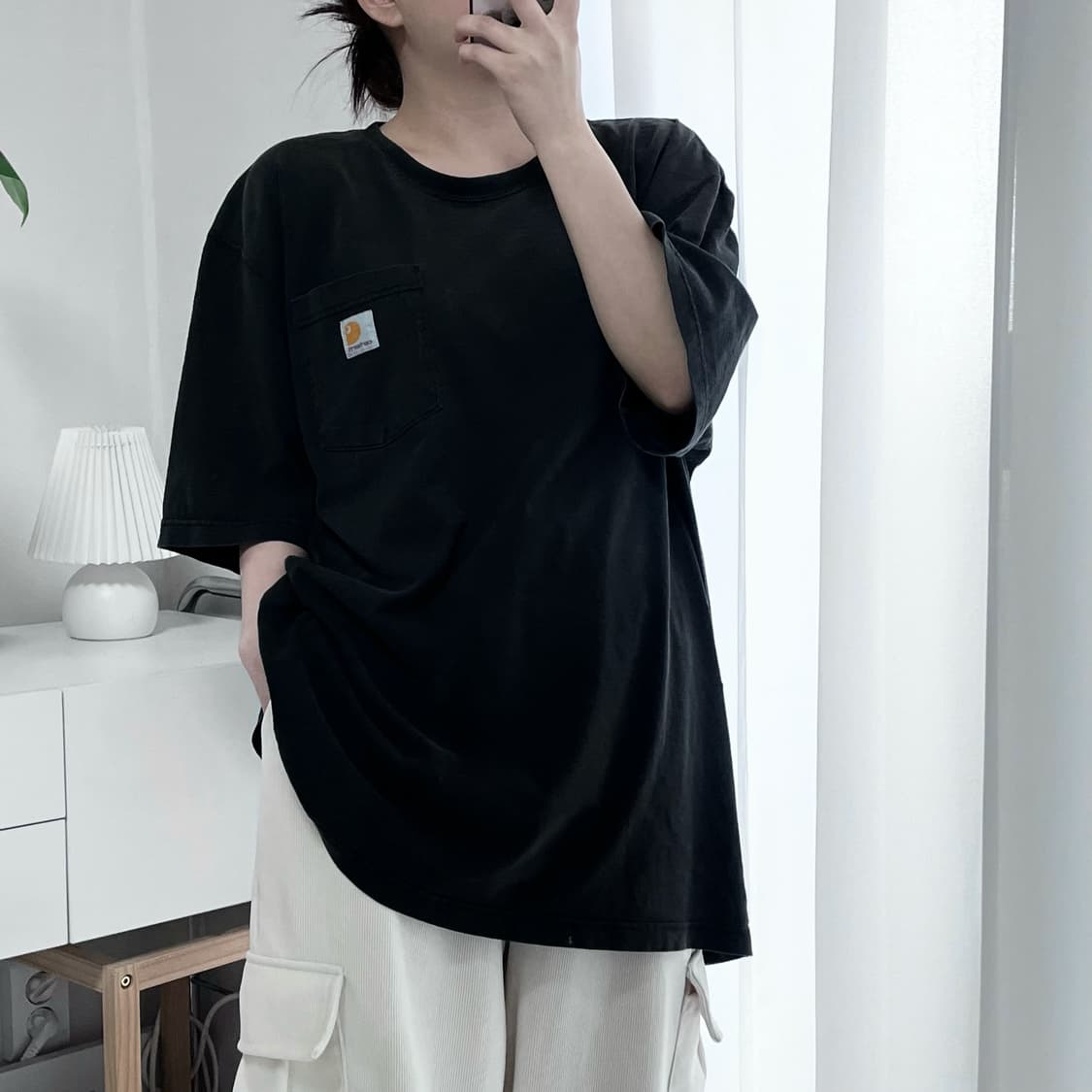 [정품] 칼하트 챠콜 포켓 반팔티 [ 루즈핏XL ] 상품이미지1