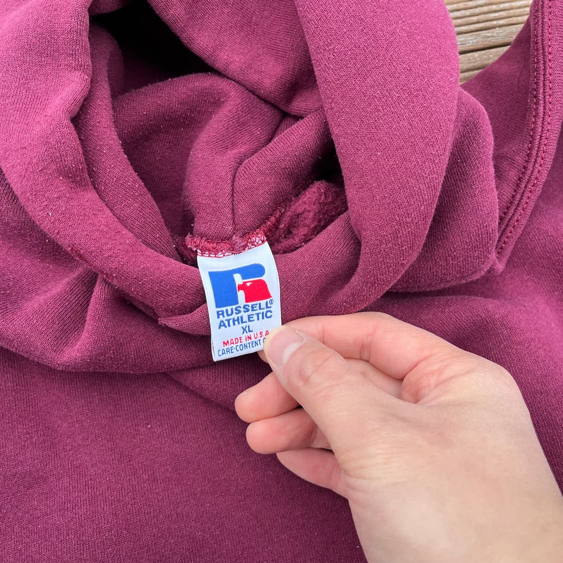 [XL] 90s 빈티지 러셀 스웻 후드 버건디 상품이미지2