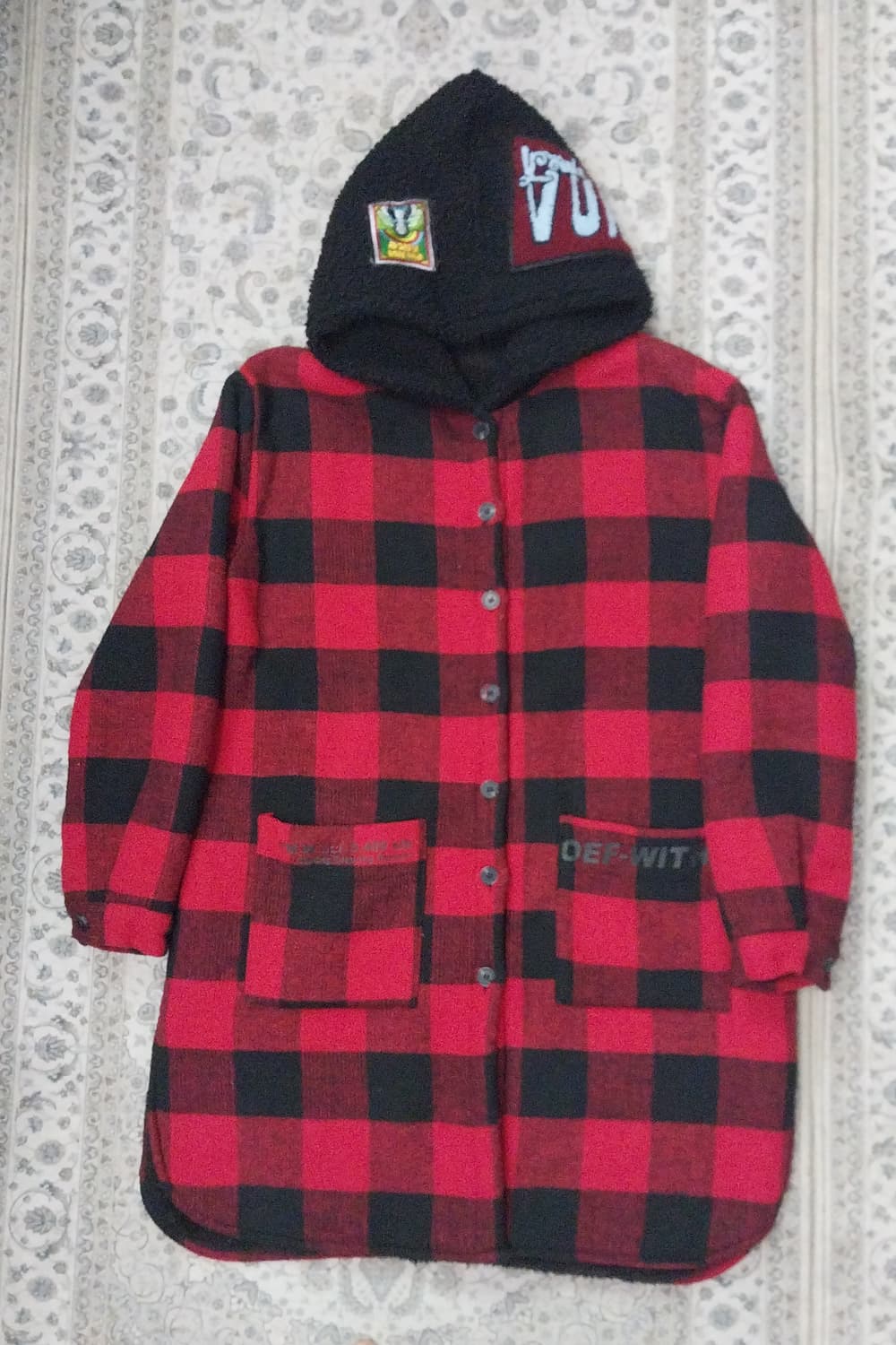 빈티지 체크 후드 코트 상품이미지1