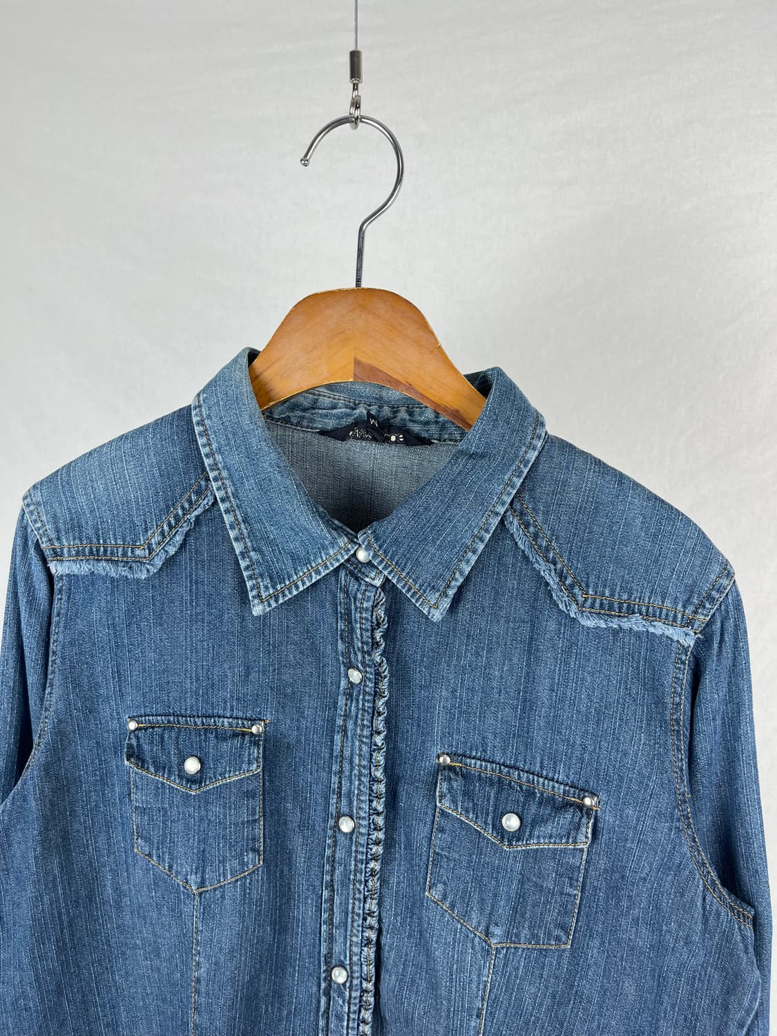 Vintage 프릴 디테일 데님 셔츠  상품이미지2