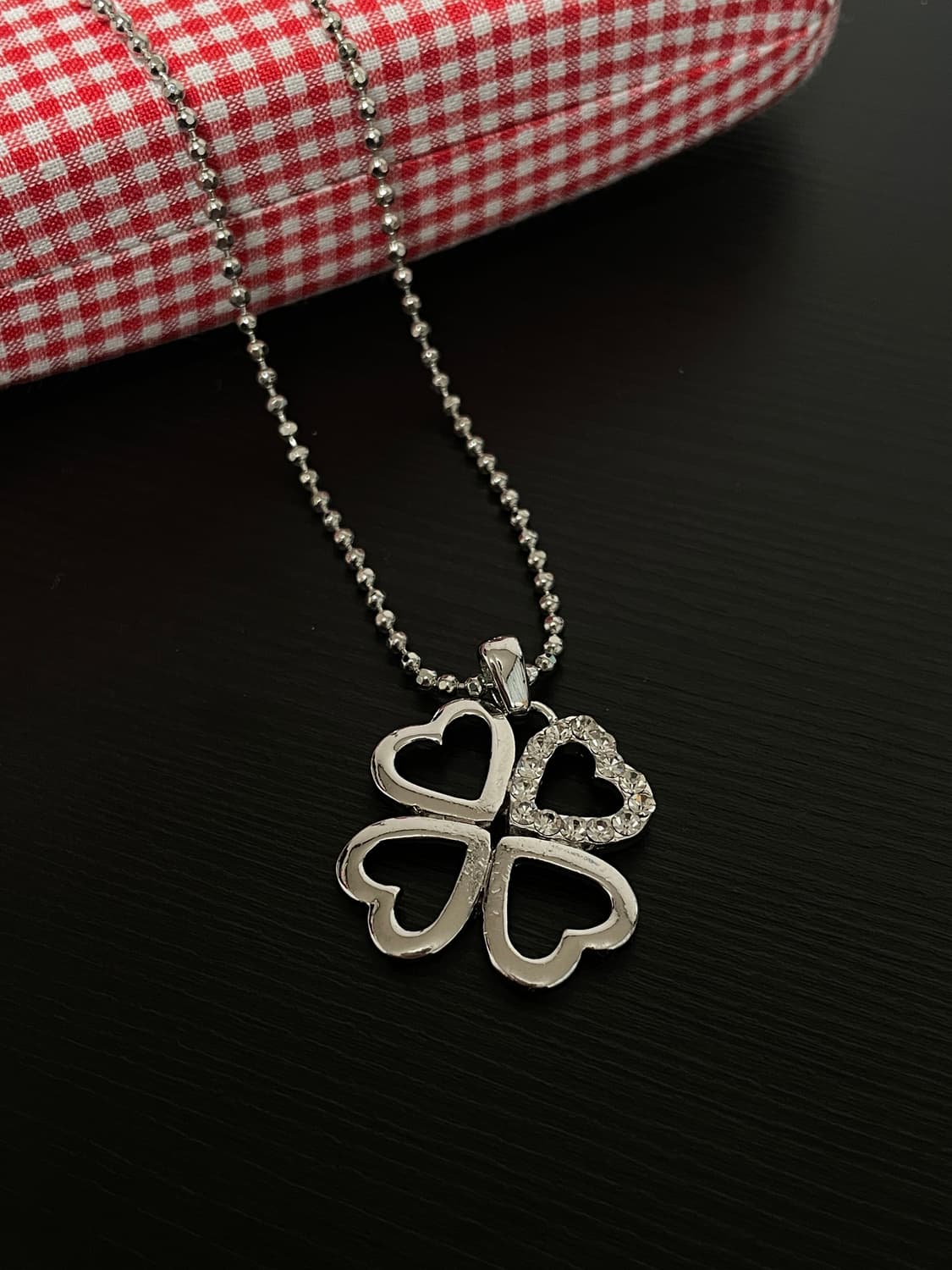빈티지 페어리 실버 큐빅 클로버 목걸이 상품이미지1