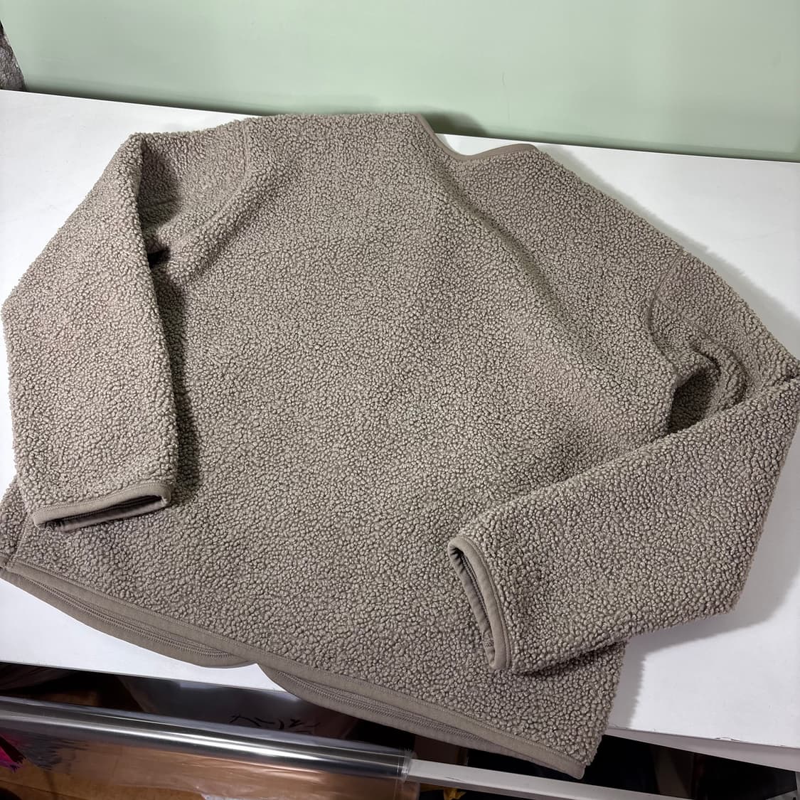 우먼M-L 유니클로 베이지 뽀글이 후리스자켓 상품이미지3