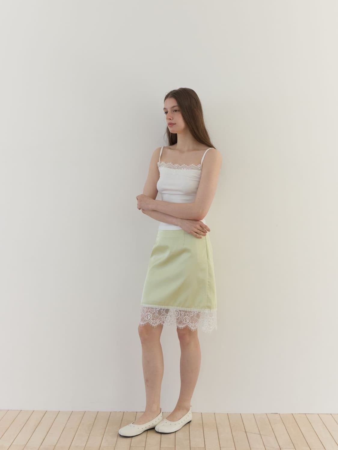 아수라 lace satin skirt 레이스 새틴 스커트 상품이미지1