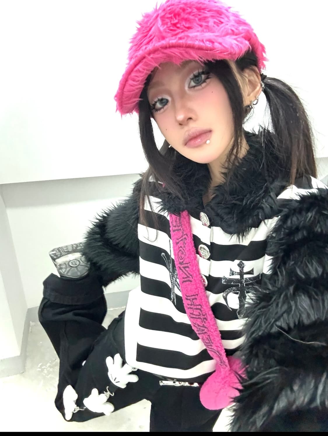 데스노트 갓플랜 핑크 양털 뽀글이 덤플링 숄더백 가방 오네갸루 상품이미지5