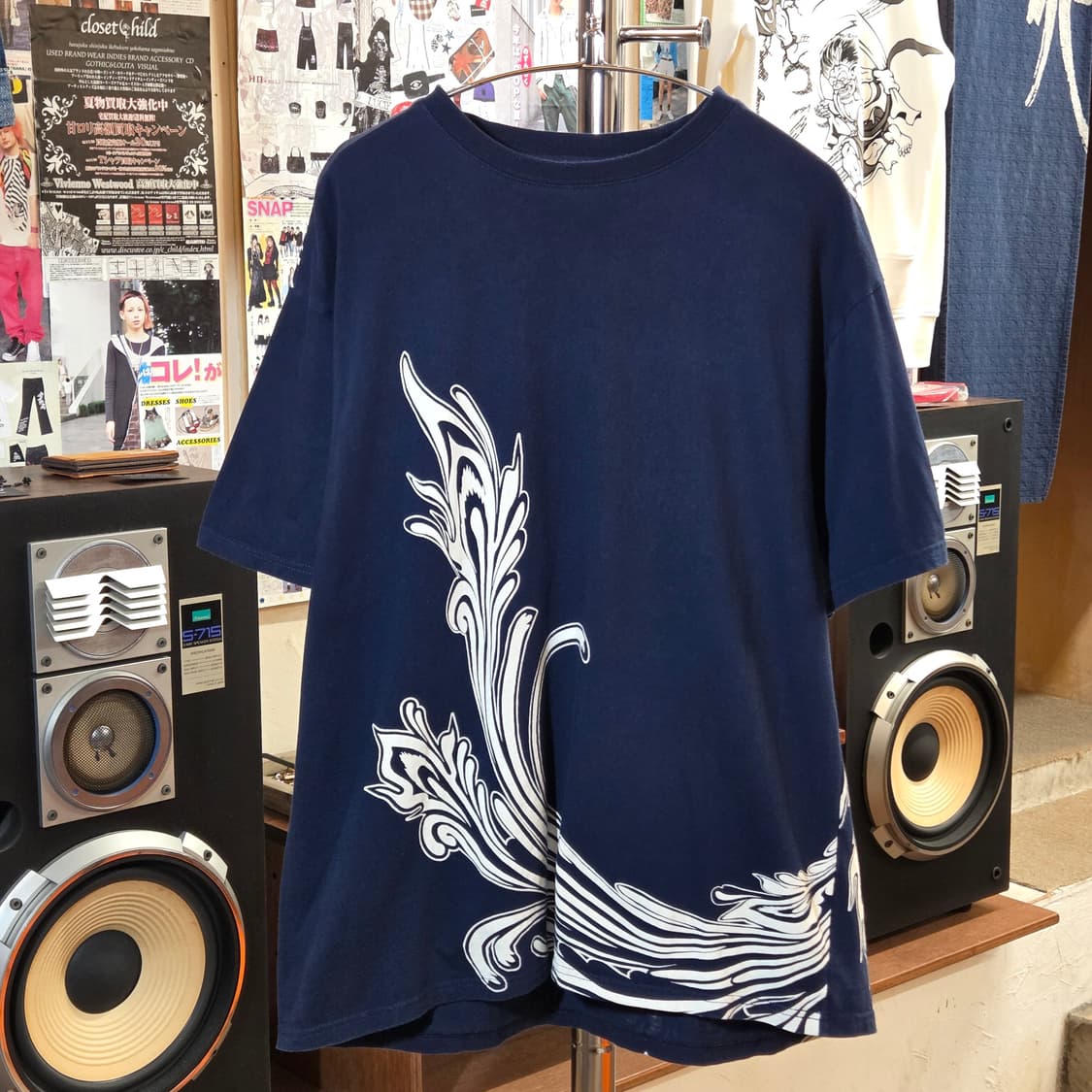 카라쿠리 타마시 네이비 오리엔탈 프린팅 반팔 상품이미지6