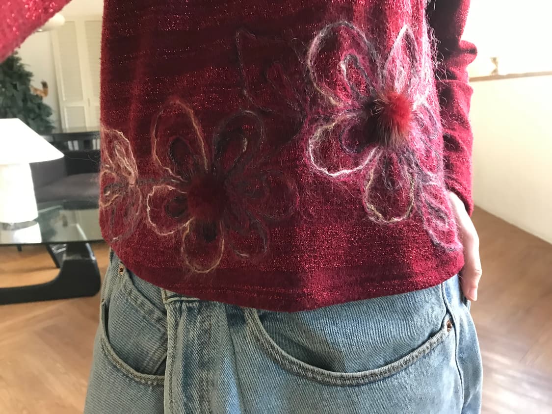 vintage pearl pom pom pattern top 상품이미지2