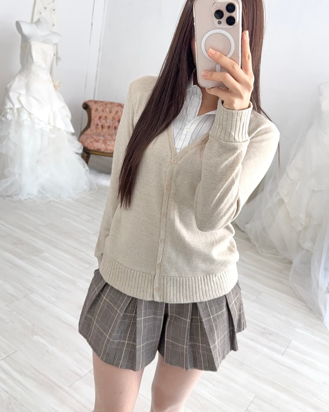 Geekchic Beige shirt layered knit 상품이미지2
