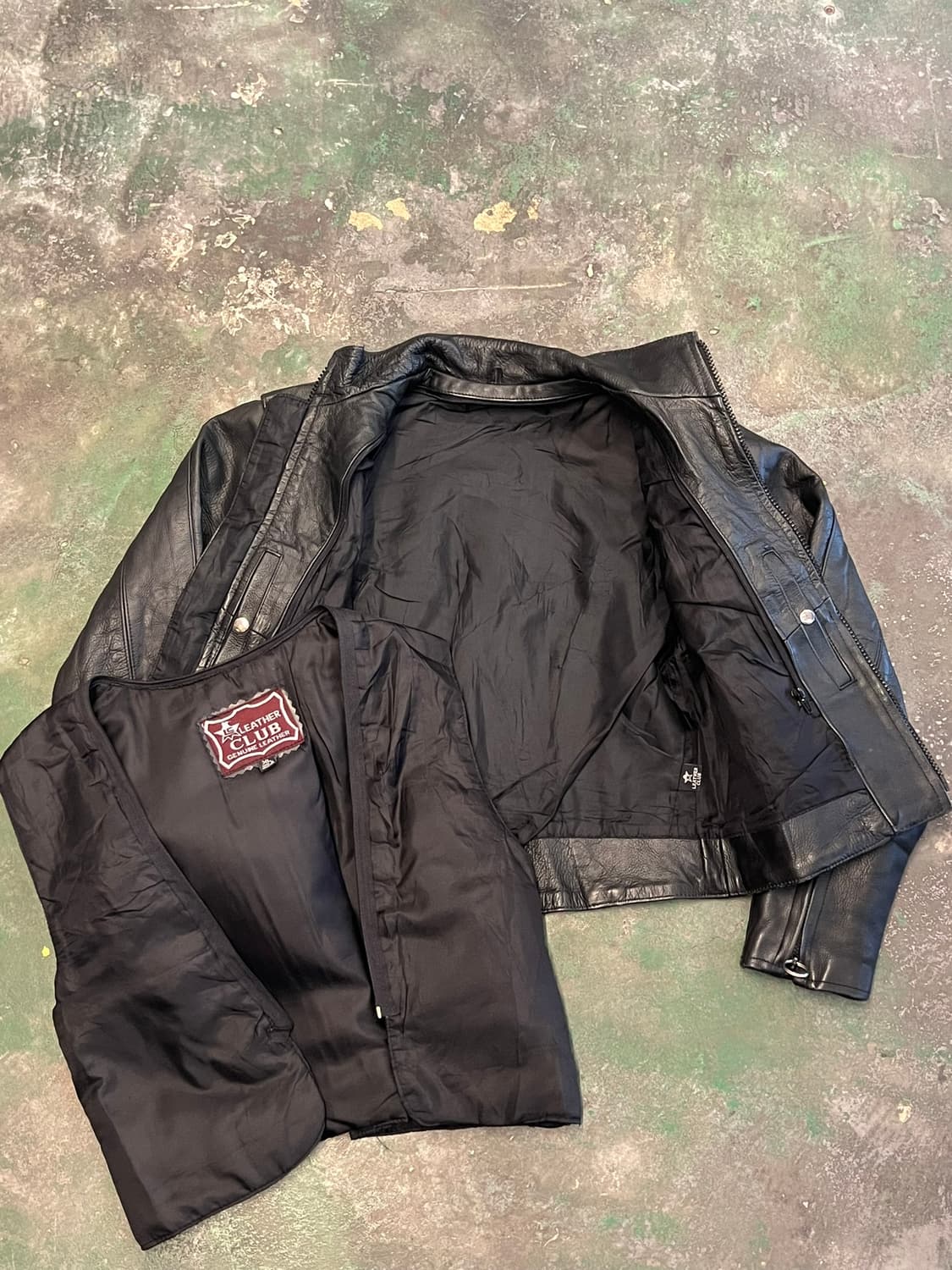 00's Y2K 레더클럽 천연 소 가죽 여성 바이커 자켓 상품이미지7