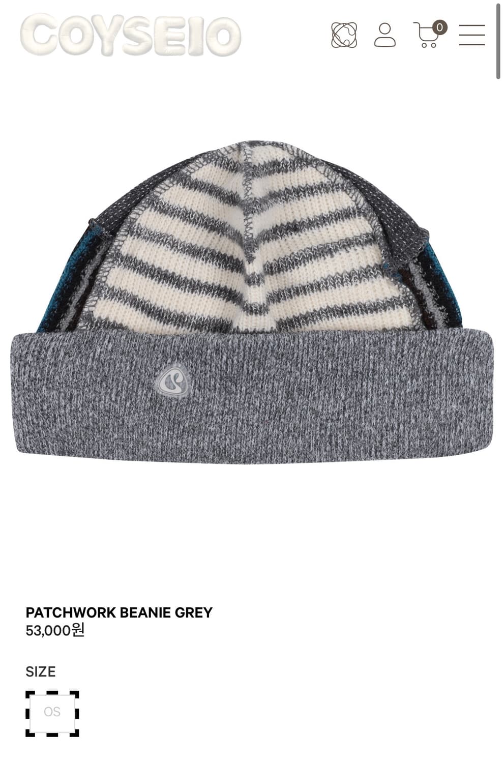 (구해요!) 코이세이오 패치워크 비니 그레이 상품이미지1