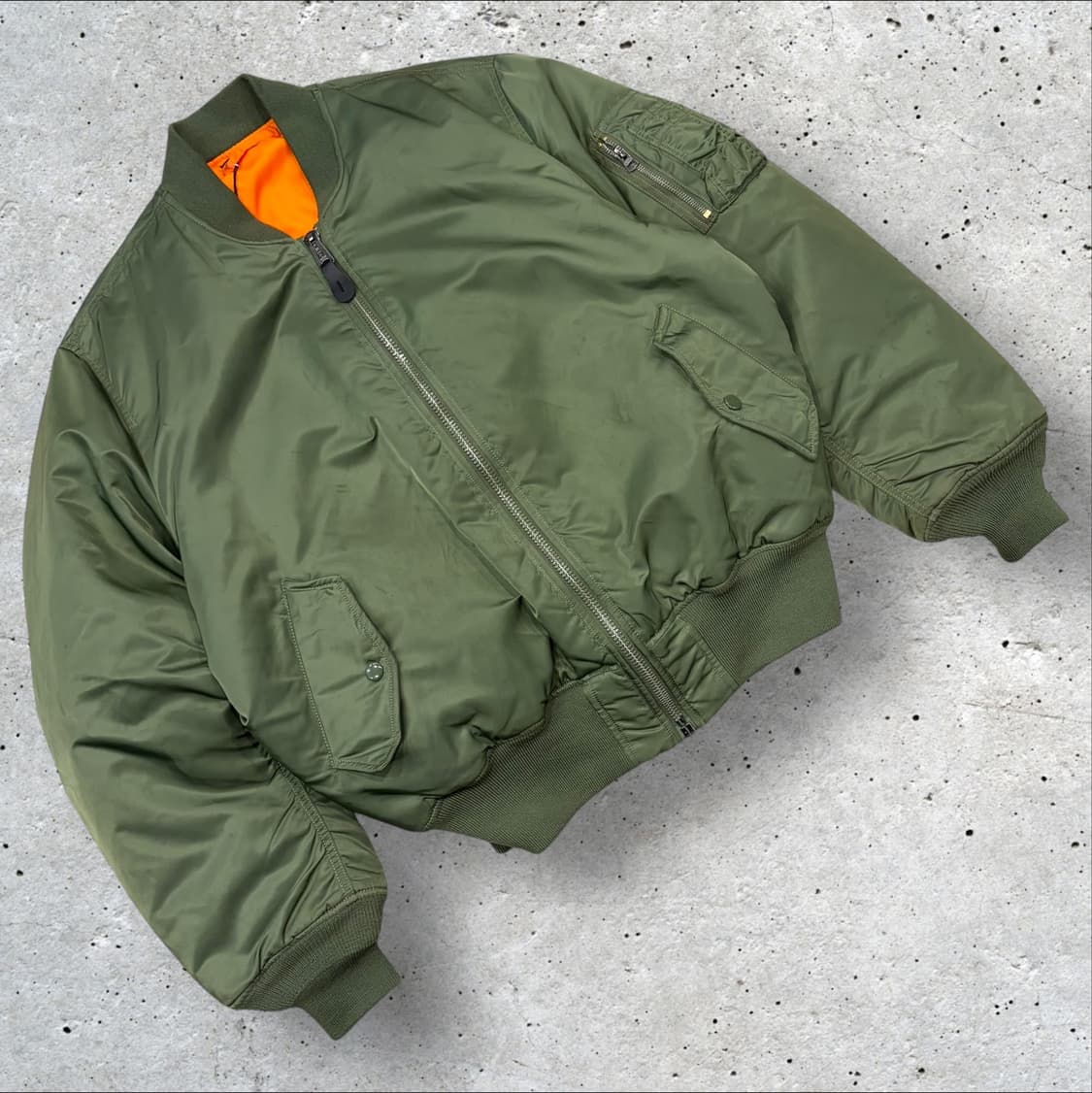 [L] 알파인더스트리 카키 그린 MA-1 항공 점퍼 자켓 C808 상품이미지1