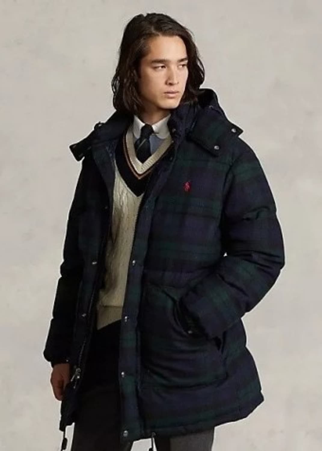 폴로 타탄체크 울 패딩 코트 상품이미지3