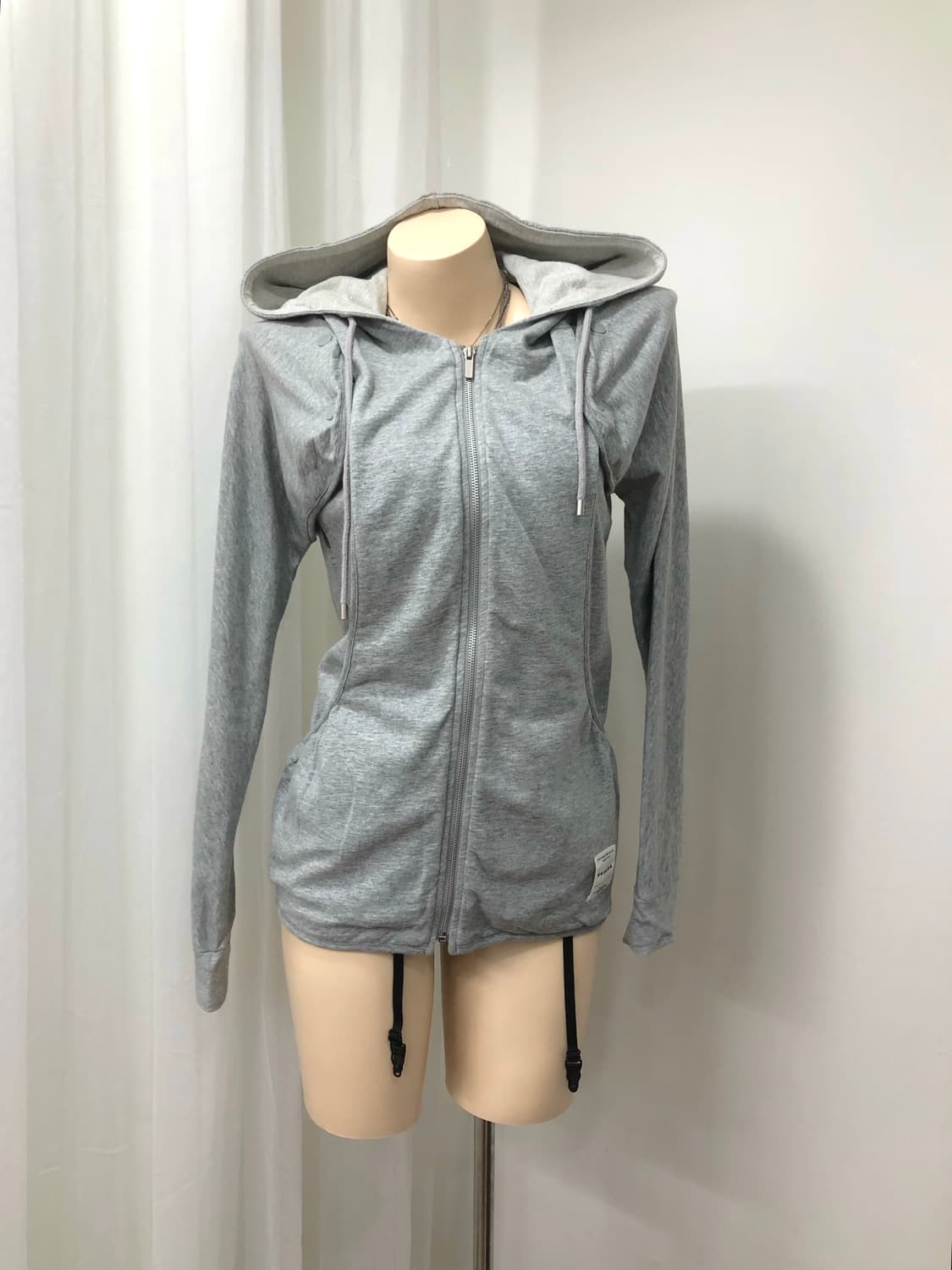 y2k detachable gray hood zip up 상품이미지3