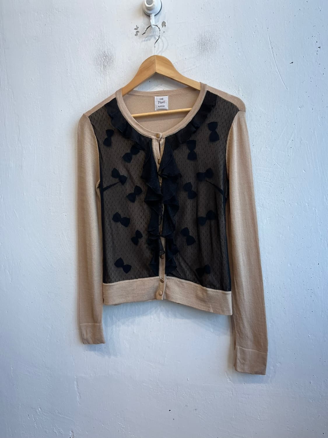YURI JPN 모리 프릴 리본 가디건 상품이미지1