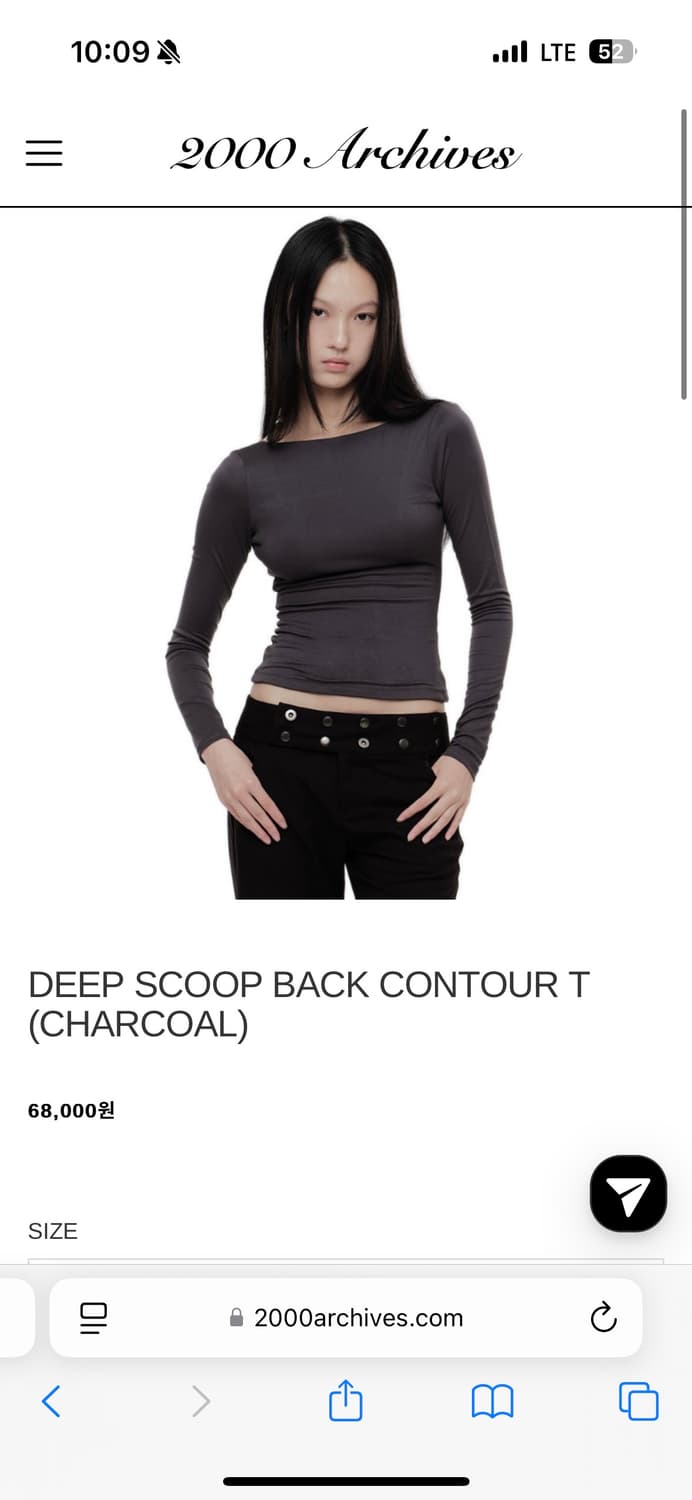 2000archives 2000아카이브스 딥 스쿱 백 컨투어 티 차콜 상품이미지1