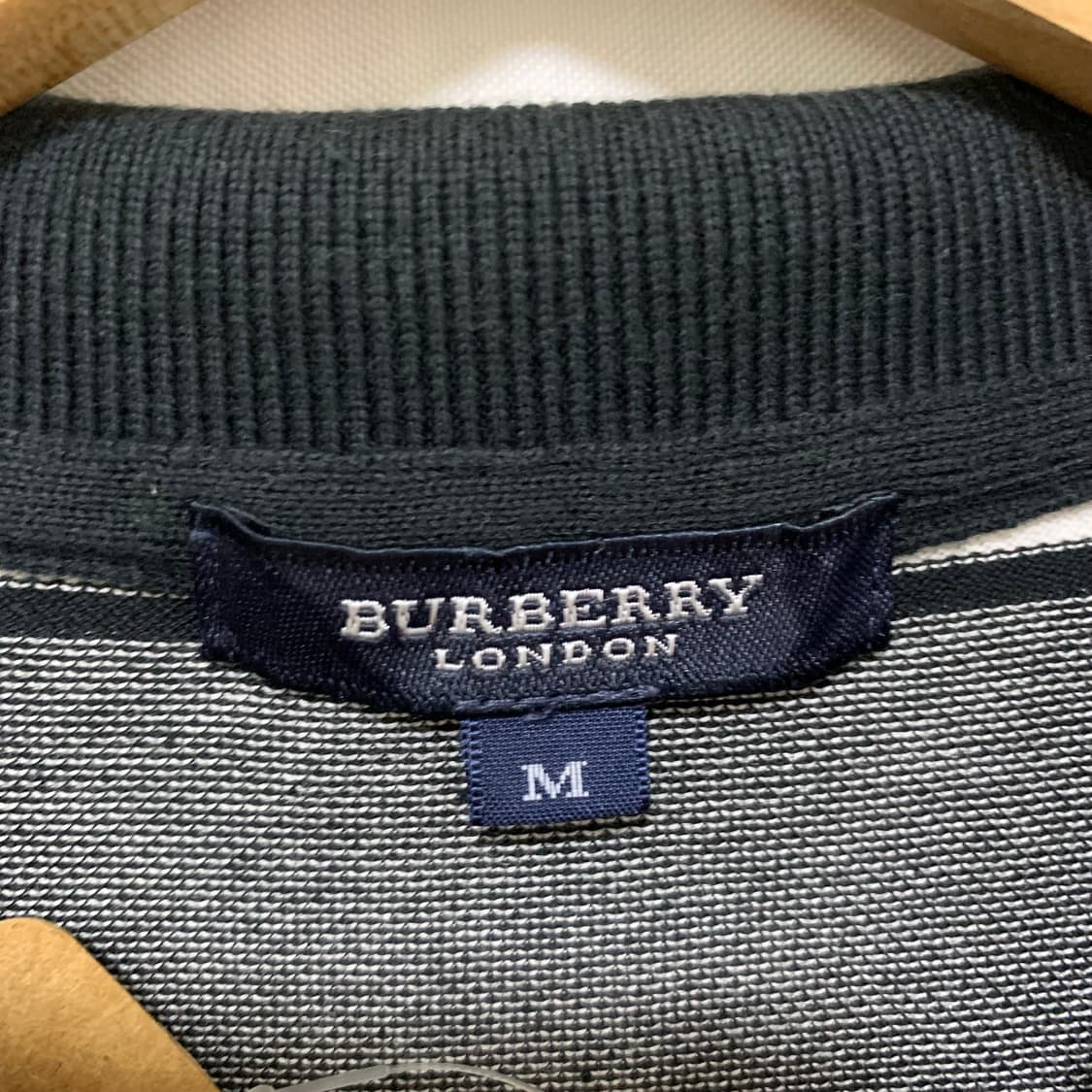 버버리 스트라이프 반팔 카라 티셔츠 M 무채색 00s 남녀공용 상품이미지3