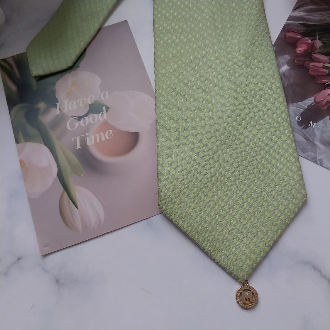 메트로시티 실크 그린 텍스처드 넥타이 9.2cm A+등급 K1582
 상품이미지4