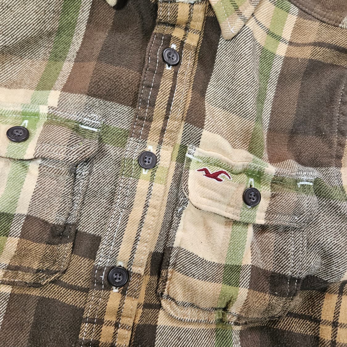 홀리스터 브라운 플란넬 체크 셔츠 S 상품이미지3