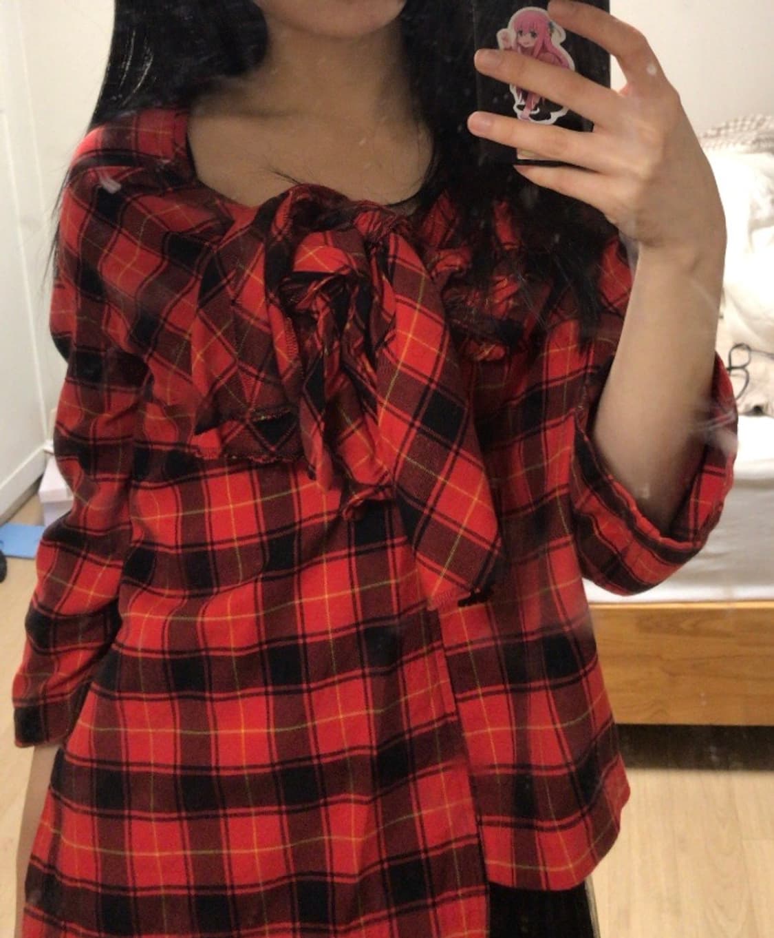 꼼데가르송 체크 리본 탑 상품이미지1