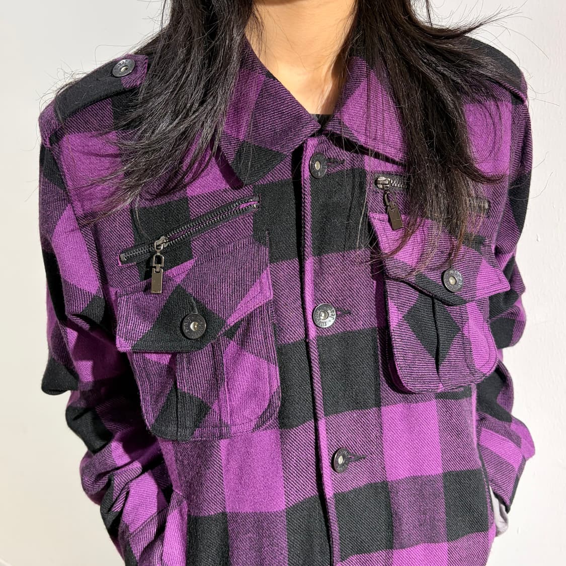 체크 y2k 워크 자켓 상품이미지3