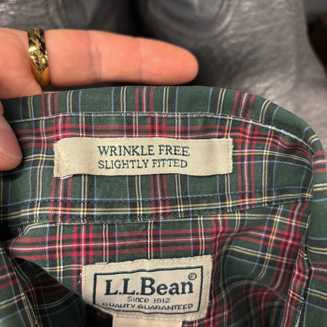 00s 엘엘빈 스몰 타탄체크 버튼다운 셔츠 패치포켓 N447 상품이미지7