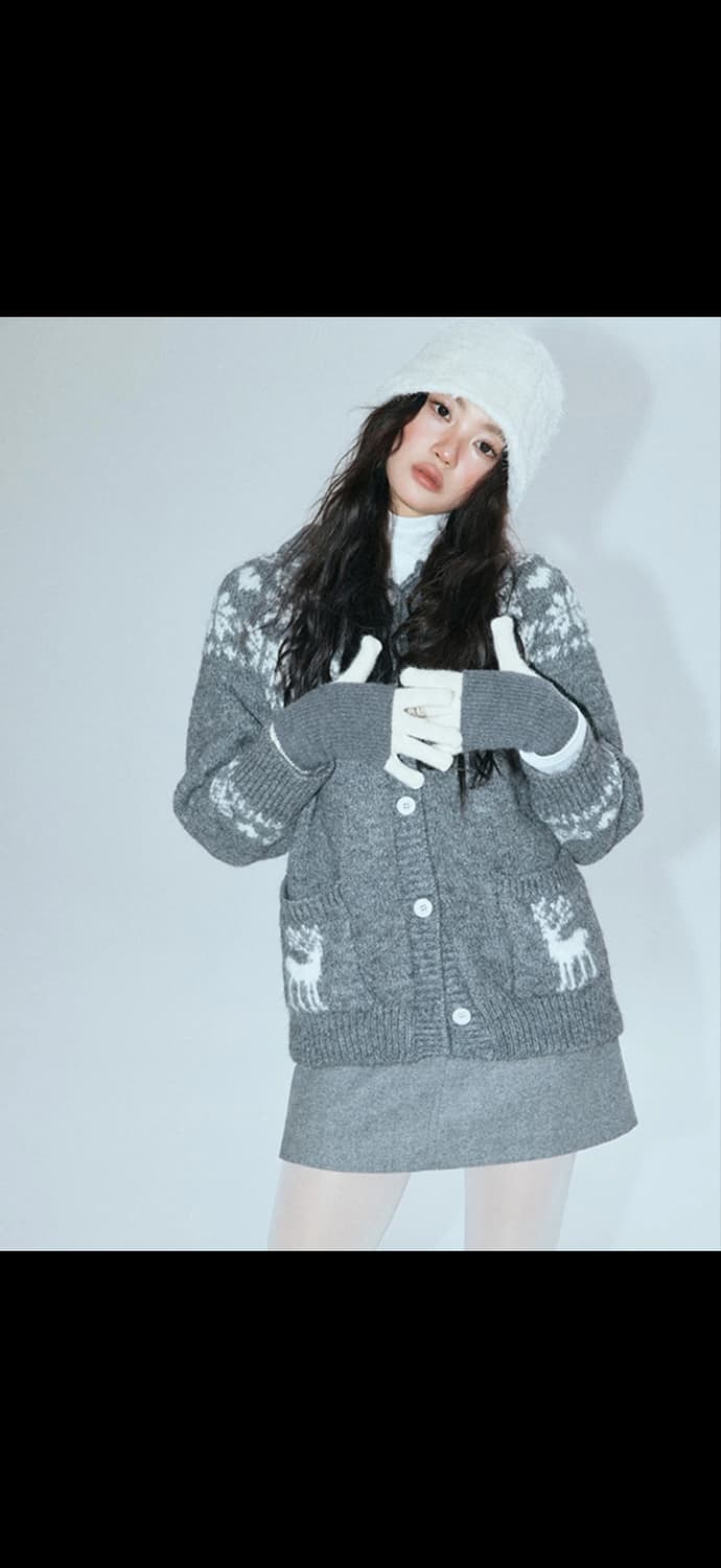 새상품) 미쏘 스노우 패턴 가디건 삿포로룩 상품이미지2