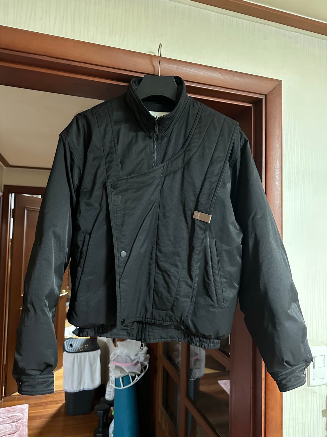 누아클레 NUAKLE 크롭 오리털 패딩 블루종 점퍼 블랙 2번 상품이미지1