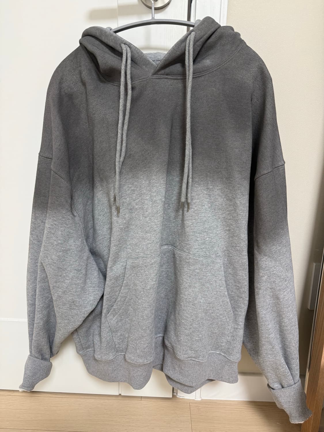 러프넥 빈티지 오버핏 후드 그레이 상품이미지3