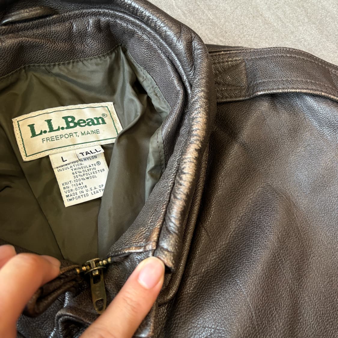 90년대 미국 생산 L.L.bean A-2 레더 자켓 상품이미지4