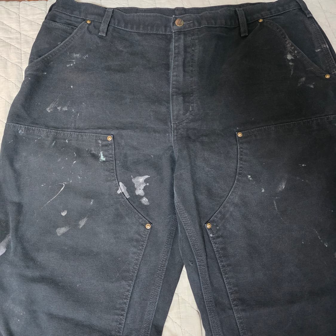 [40X30] 빈티지 칼하트 더블니 B01 BLK 워크팬츠 페인팅 BK3 상품이미지3