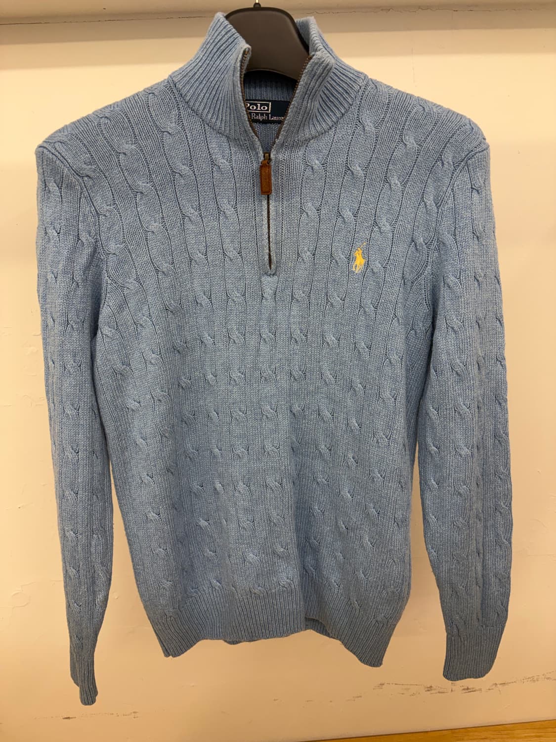 [S] 폴로 랄프로렌 케이블 반집업 니트 스웨터 하늘색 상품이미지1